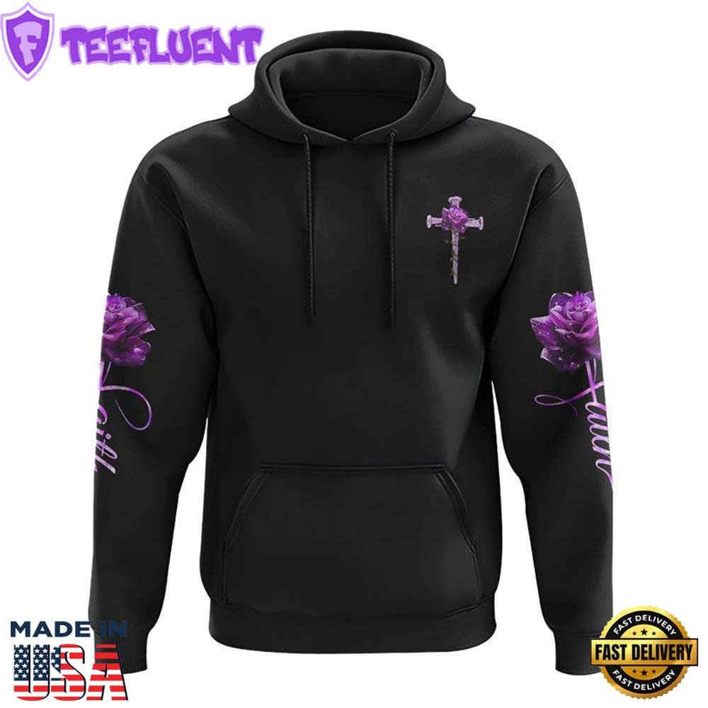 Vintage Cross Purple Rose Smoke Cross 3D Hoodie