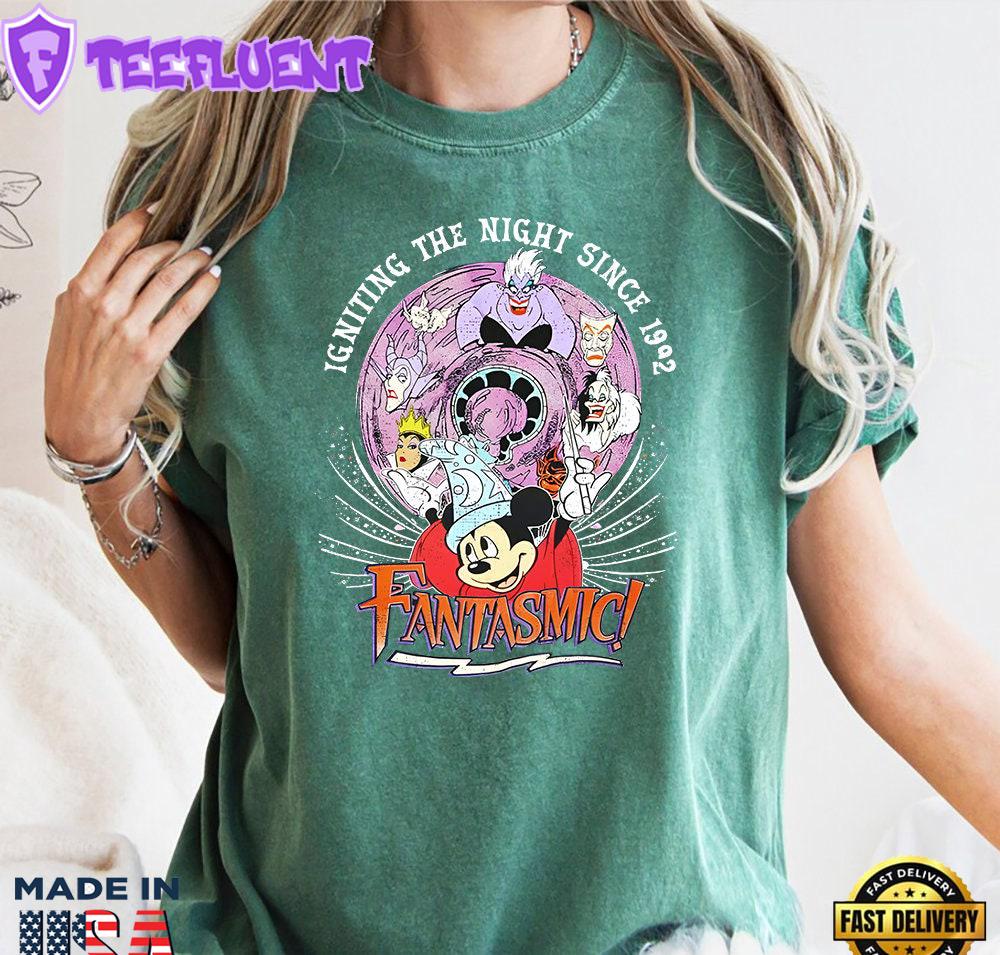 Vintage Disney Villains Fantasmic Mickey Mouse Sorcerer Shirt Magic Kingdom Disneyland Tee