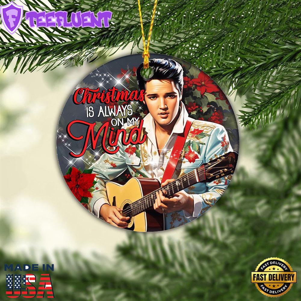 Vintage Elvis Presley Christmas Ornaments Set Musical Guitar