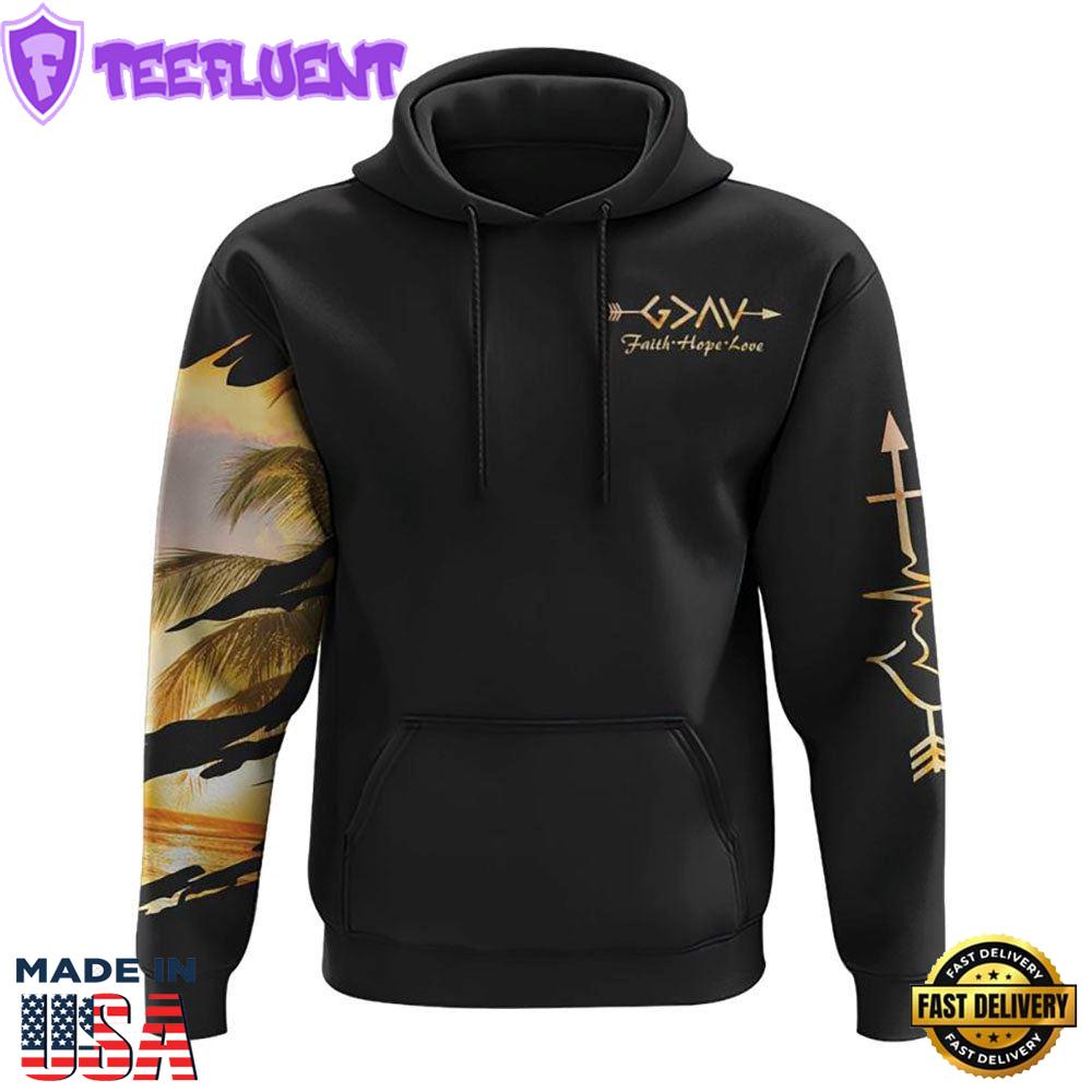 Vintage Faith Over Fear Sunset 3D Hoodie