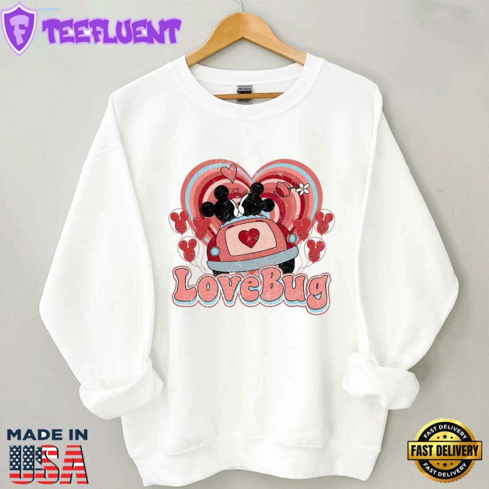 Vintage Mickey Minnie Love Bug Valentine's Day Sweatshirt Disney