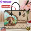 Vizsla Dog Duccy Dog Lover Leather Handbag