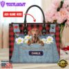 Vizsla Dog This Human Belongs To Leather Handbag