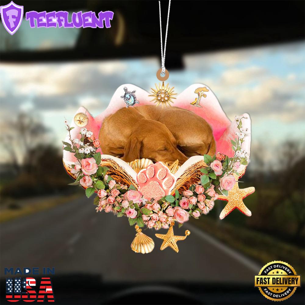 Vizsla Sleeping In The Seashell Ornament, Gift For Christmas