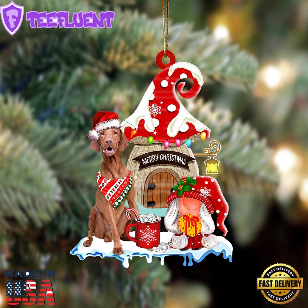 Vizsla With Mushroom House Christmas Ornament, Gift For Christmas