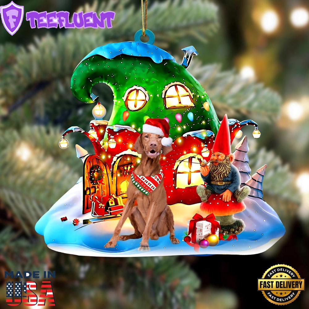 Vizsla With Rudolph's House Christmas Ornament, Gift For Christmas