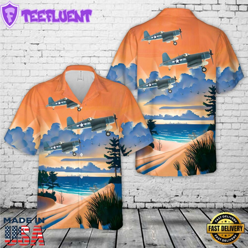 Vought F4U-1A Corsair #915 Major Greg -Pappy- Boyington VMF-214 Black Sheep US Navy Rabaul 1944 Hawaiian Shirt