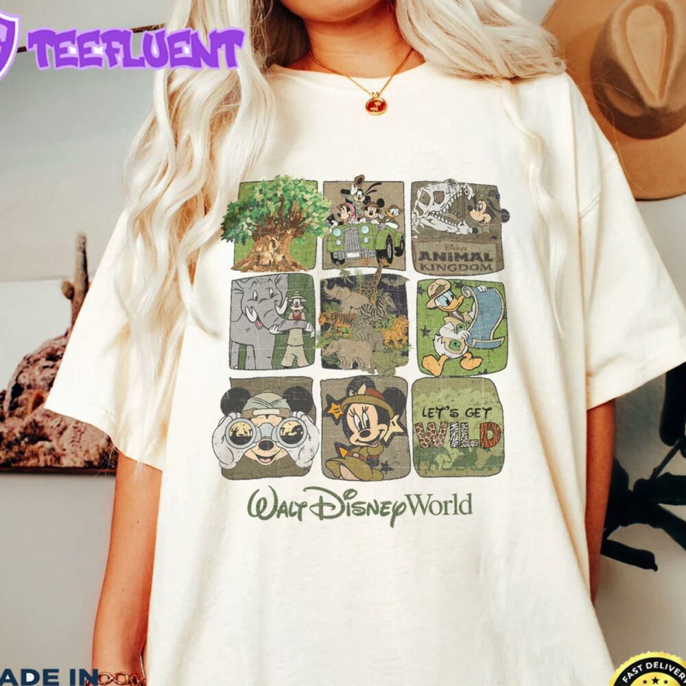 Walt Disney World Animal Kingdom Shirt Vintage Safari Mode Tee Hakuna Matata Lets Get Wild Mickey Safari