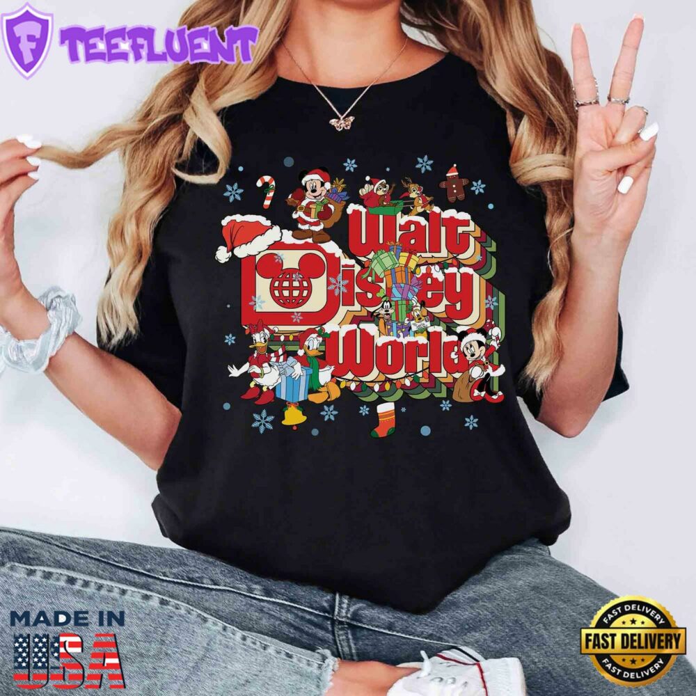 Walt Disney World Mickey and Friends Christmas Shirt Disney Christmas Gift Very Merry Party Tee