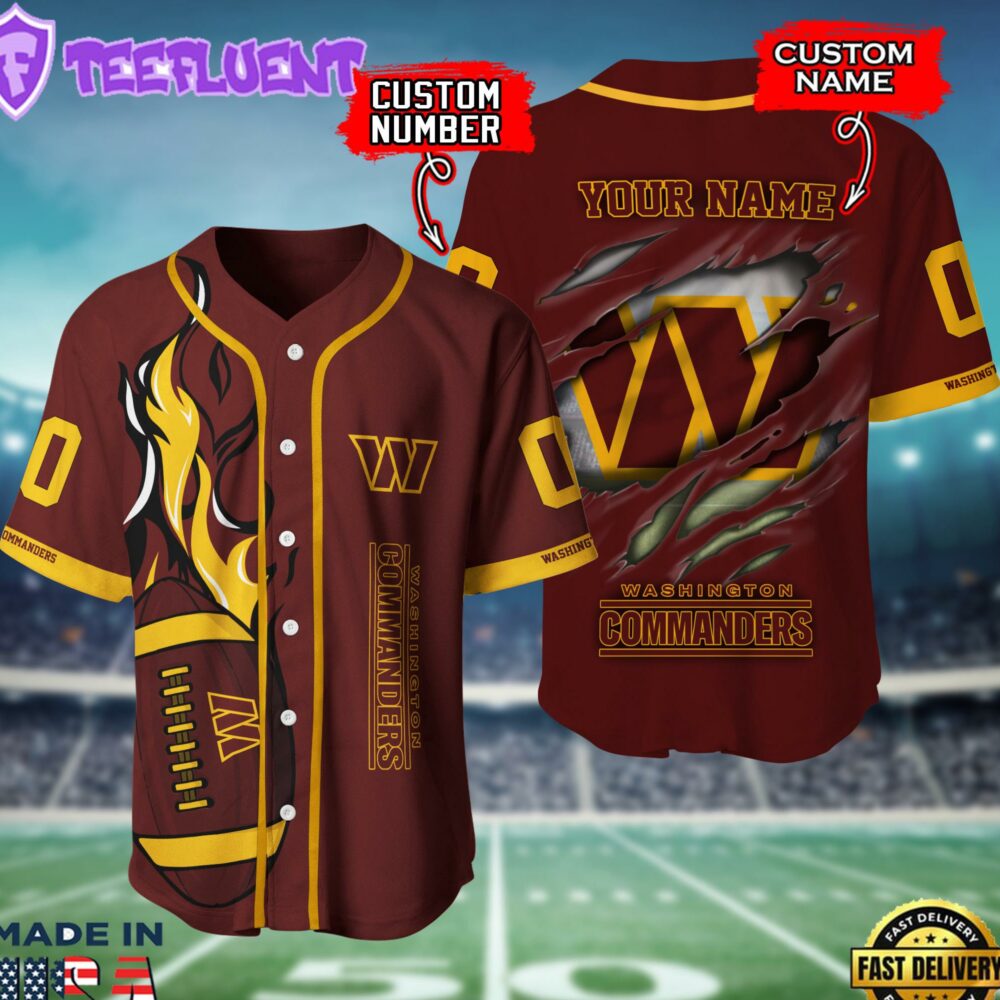 Washington Commanders NFL 3D Personalized Baseball Shirt For Fans