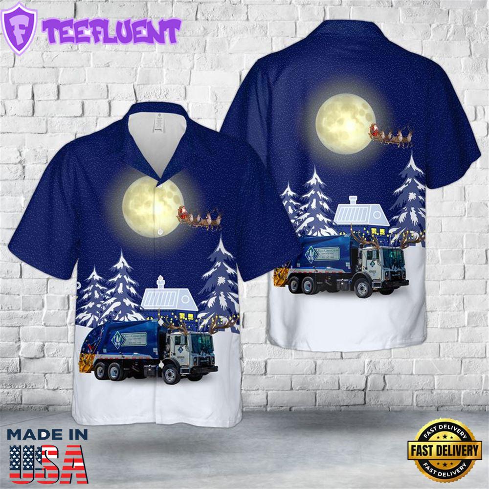 Waste Connections Canada Garbage Truck Christmas Hawaiian Shirt