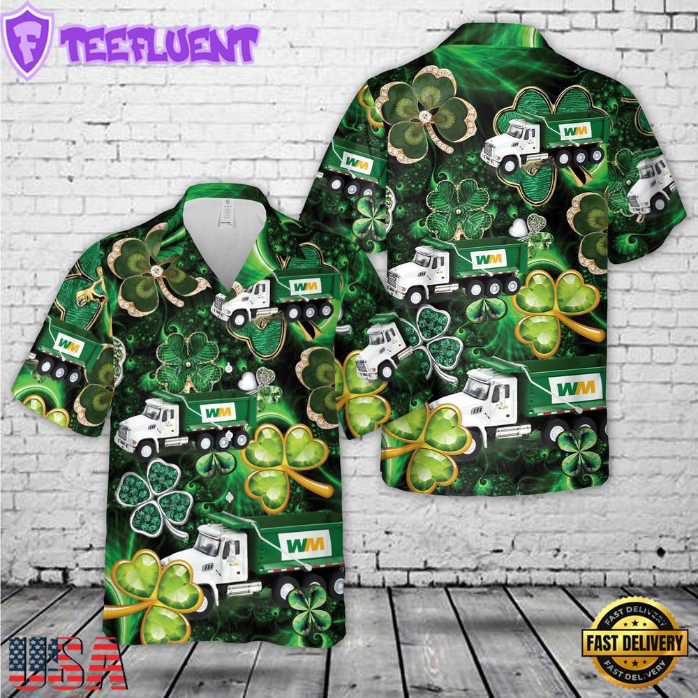 Waste Management Dump Truck, Patrick Day Hawaiian Shirt