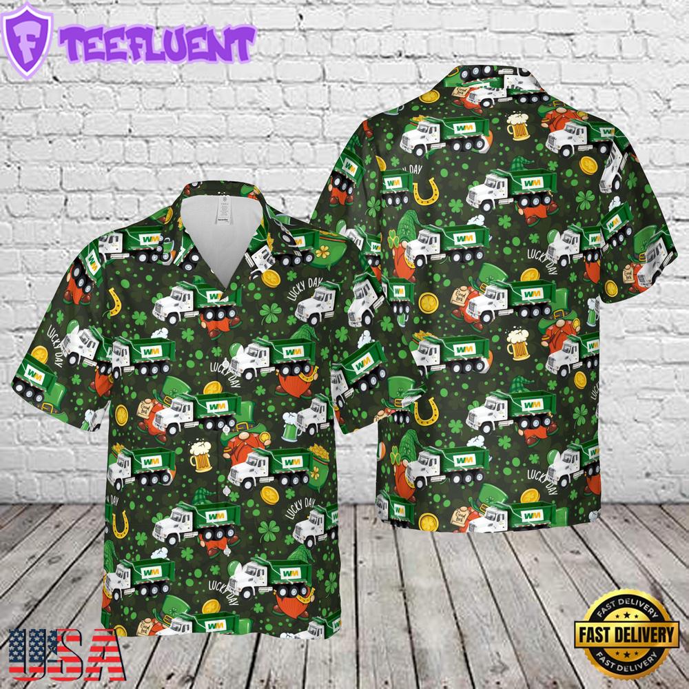 Waste Management Dump Truck St. Patrick's Day Hawaiian Shirt