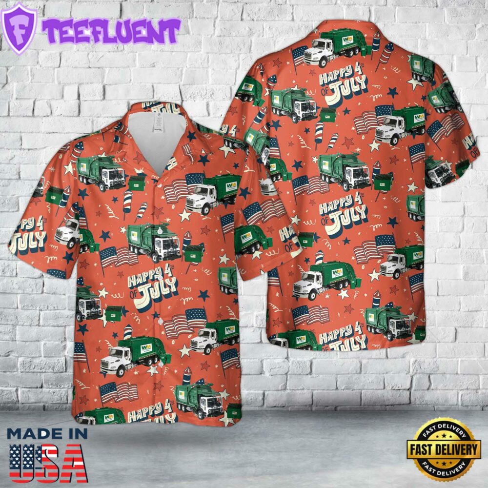 Waste Management Garbage Truck, 4th Of July Hawaiian Shirt