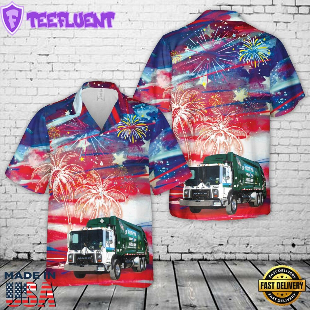 Waste Pro Mack MRU, 4th Of July Hawaiian Shirt