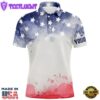 Watercolor American Flag Mens Golf Polo Shirt Patriotic Usa