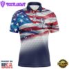 Watercolor American Flag Mens Golf Polo Shirts Custom Patriotic