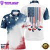 Watercolor American Flag Mens Golf Polo Shirts Patriotic Usa