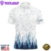 Watercolor Blue Christmas Trees & Snowfall Men Golf Polo Shirts Winter