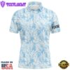 Watercolor Blue Leaves Tropical Pattern Mens Golf Polo Shirt Personalized Golf Tops