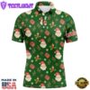 Watercolor Christmas Santa Gifts Green Golf Men Polo Shirts Custom Funny