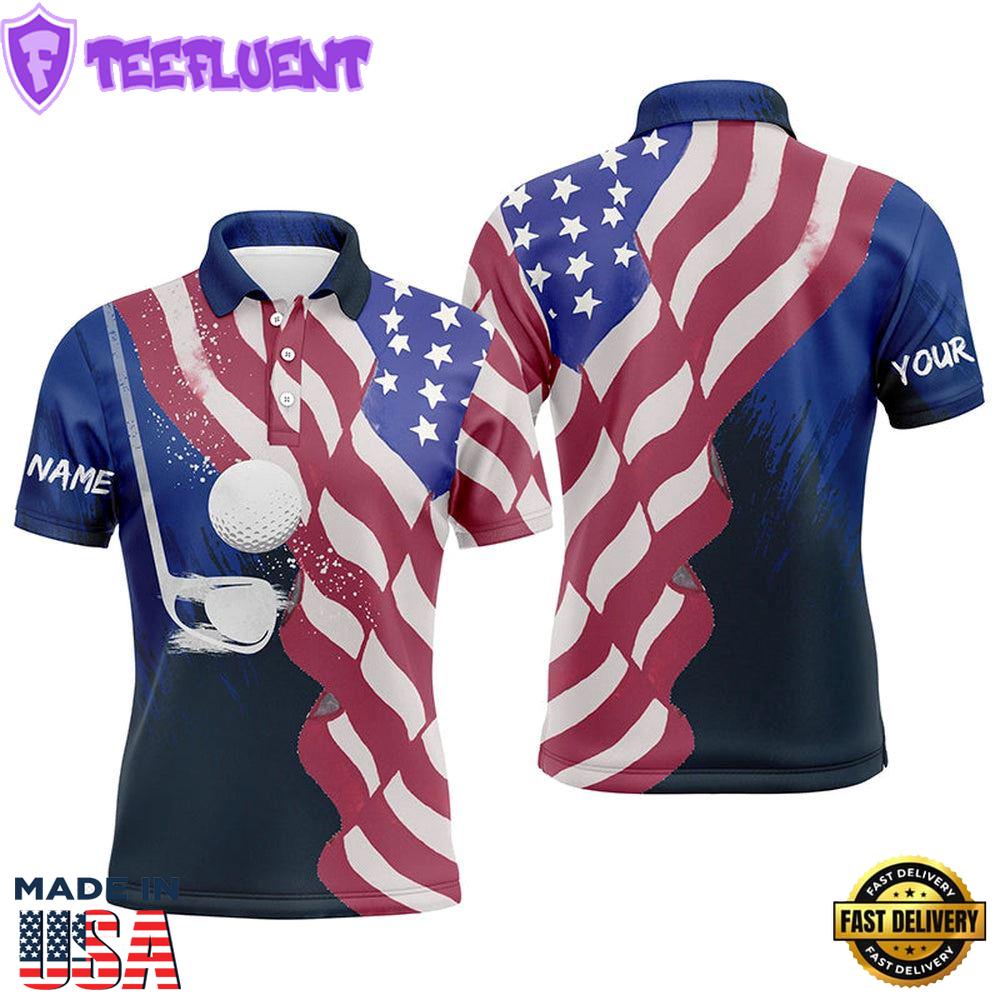 Watercolor D American Flag Golf Polos Th Of July Golfer Gifts, Patriotic Golf Tops