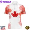 Watercolor Grunge Canada Flag Mens Golf Polo Shirts Canadian Patriotic