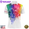 Watercolor White Mens Golf Polo Shirts Custom Golf Clubs Male Golf Attire