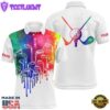 Watercolor White Mens Golf Polo Shirts Custom Golf Tops