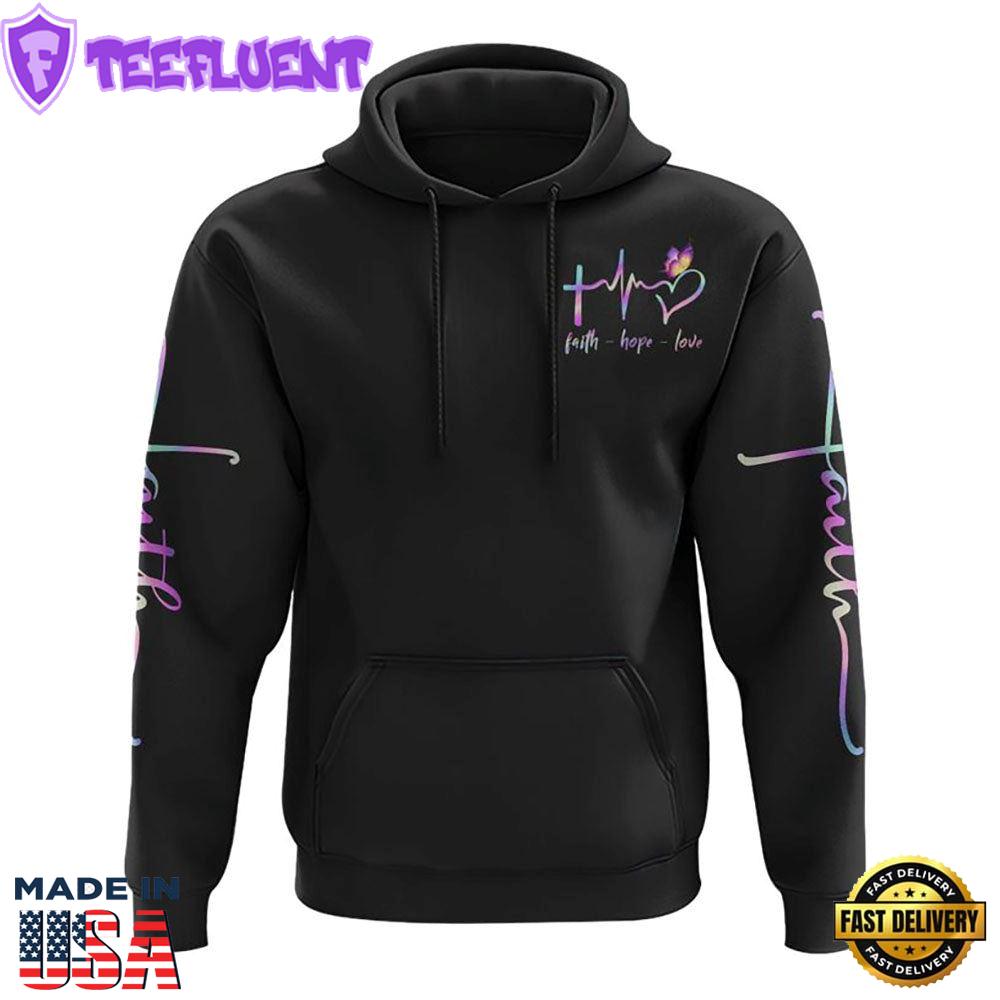 Way Maker Miracle Worker Butterfly Half Cross Text 3D Hoodie