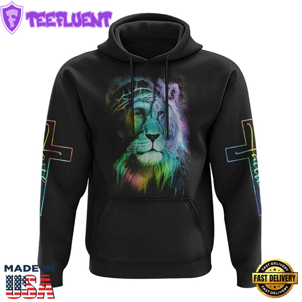 Way Maker Miracle Worker Colorful Lion Jesus 3D Hoodie