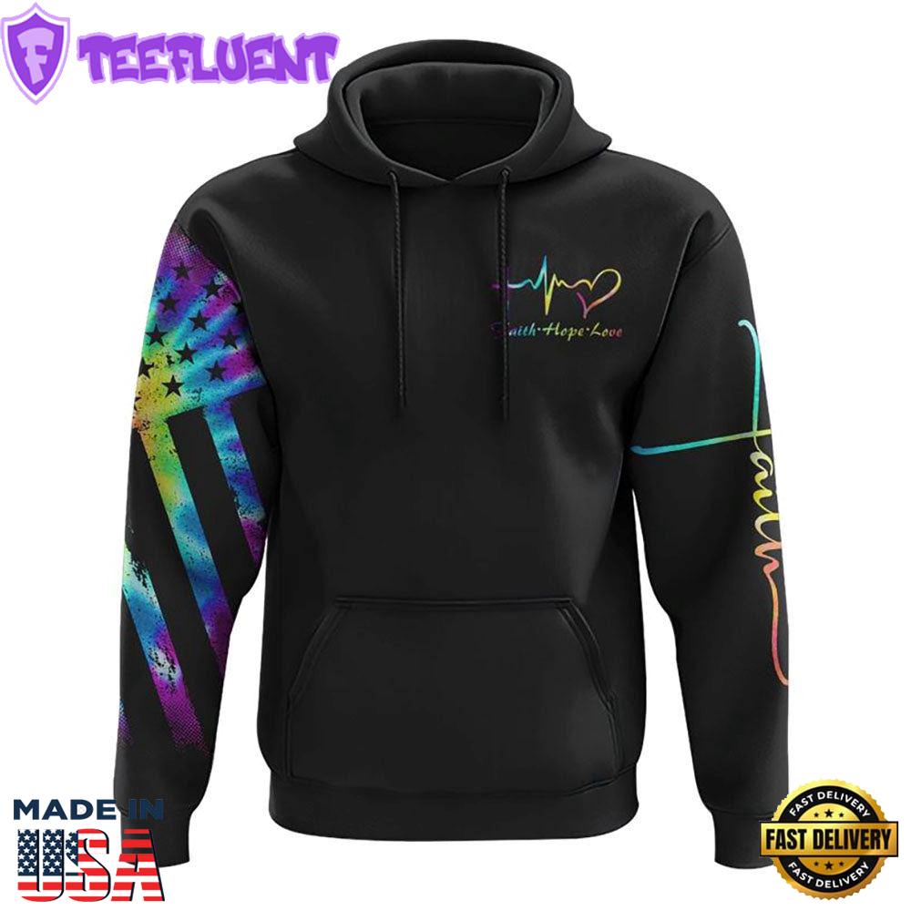 Way Maker Miracle Worker Cross Wings Tie Dye 3D Hoodie