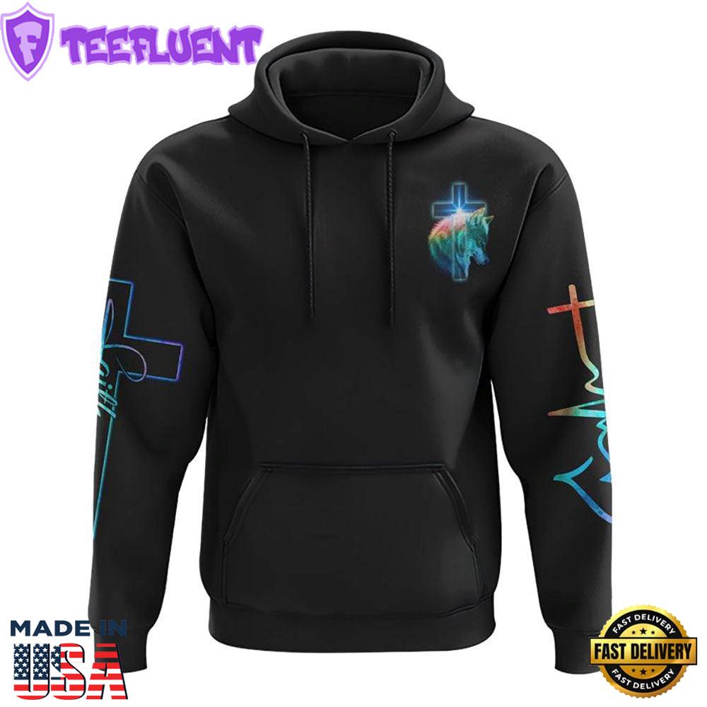 Way Maker Miracle Worker Cross Wolf 3D Hoodie