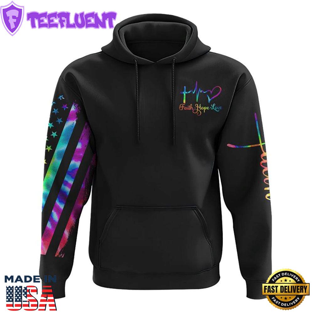 Way Maker Miracle Worker Music Wings Cross Tie Dye 3D Hoodie