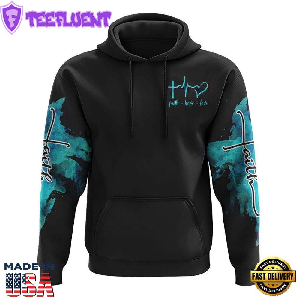 Way Maker Miracle Worker Teal Eagle Cross 3D Hoodie