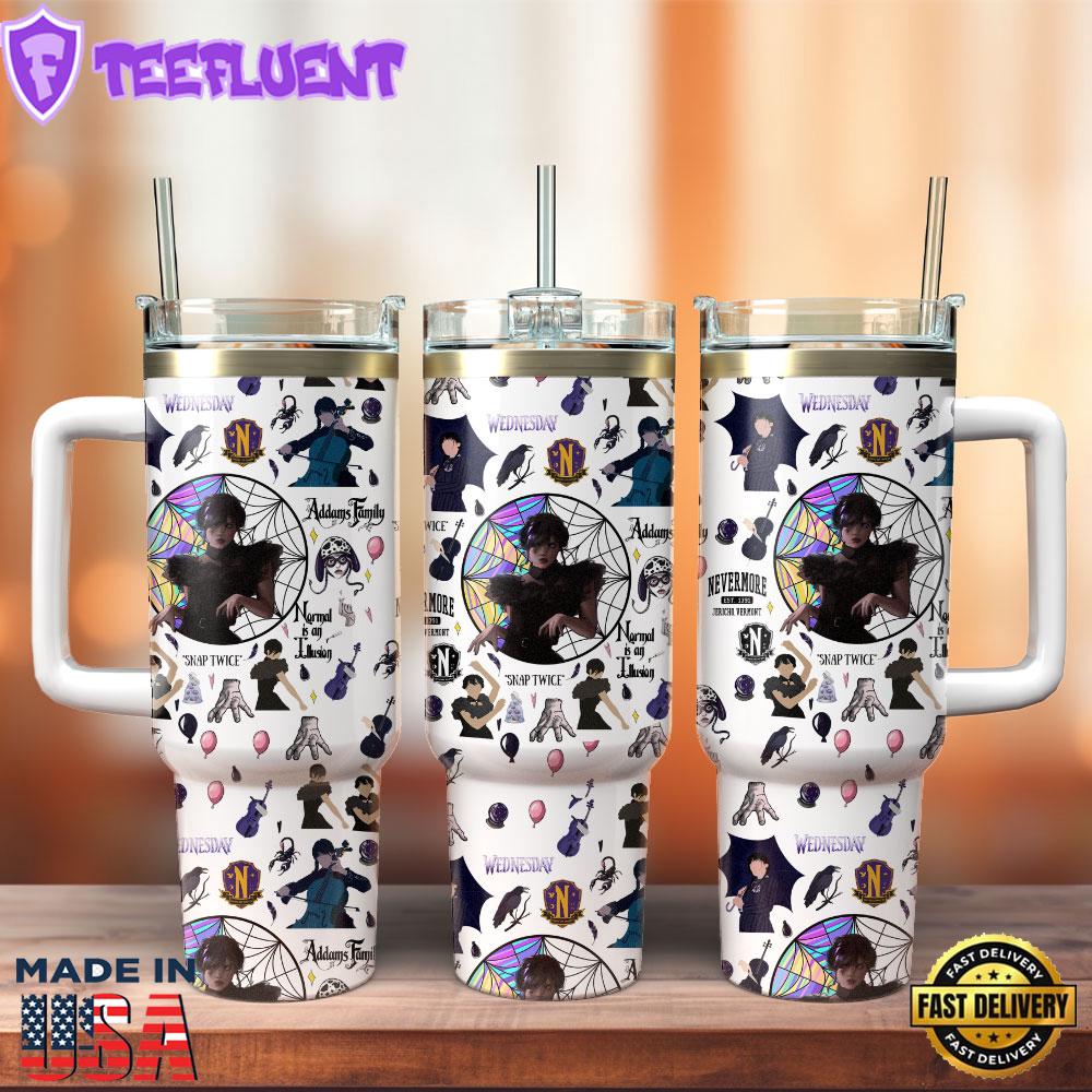Wednesday Movie Custom Stanley Quencher 40oz Stainless Steel Tumbler