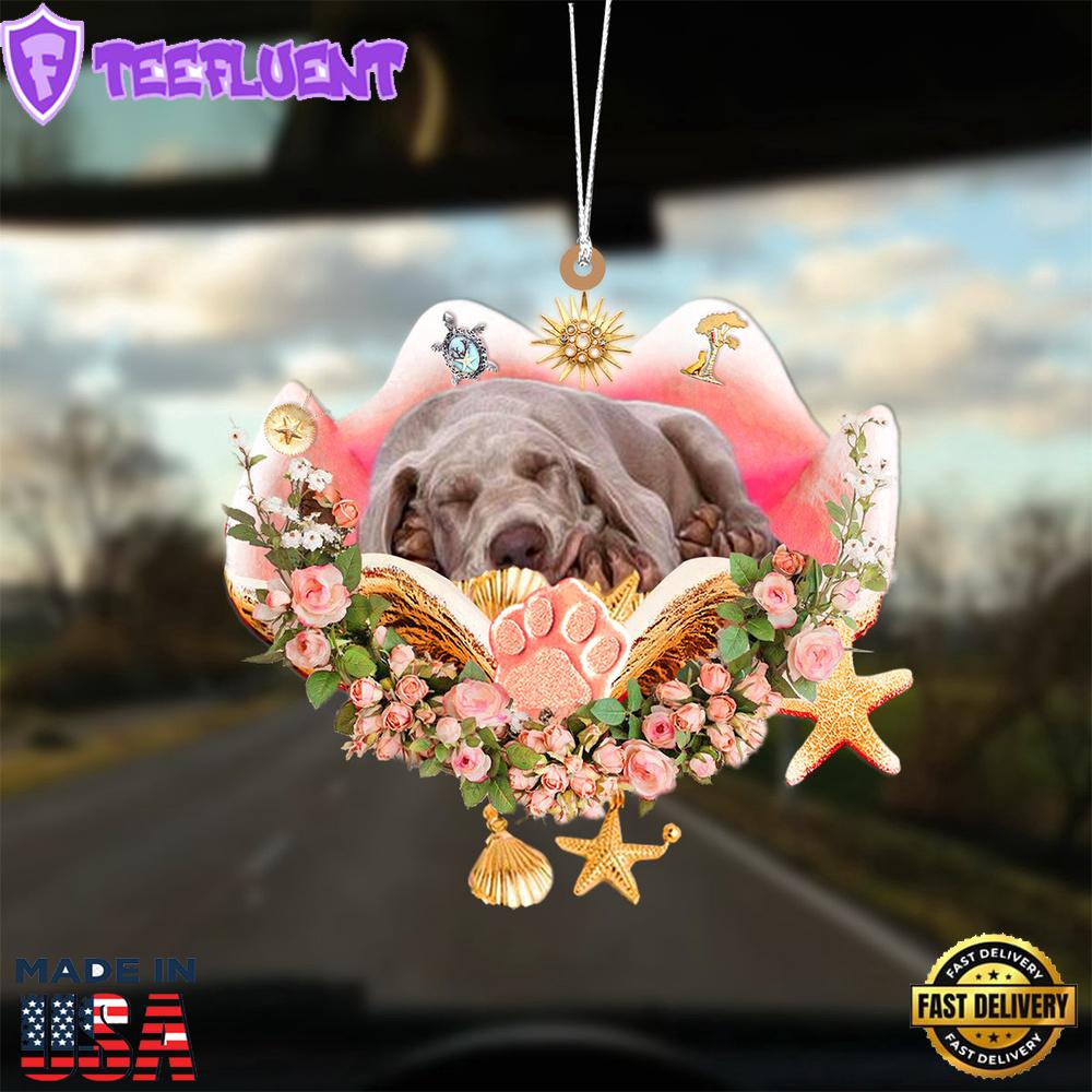 Weimaraner Sleeping In The Seashell Ornament, Gift For Christmas