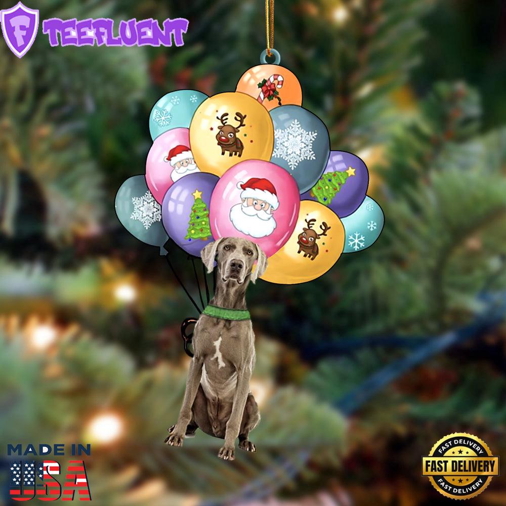 Weimaraner With Balloons Christmas Ornament, Gift For Christmas