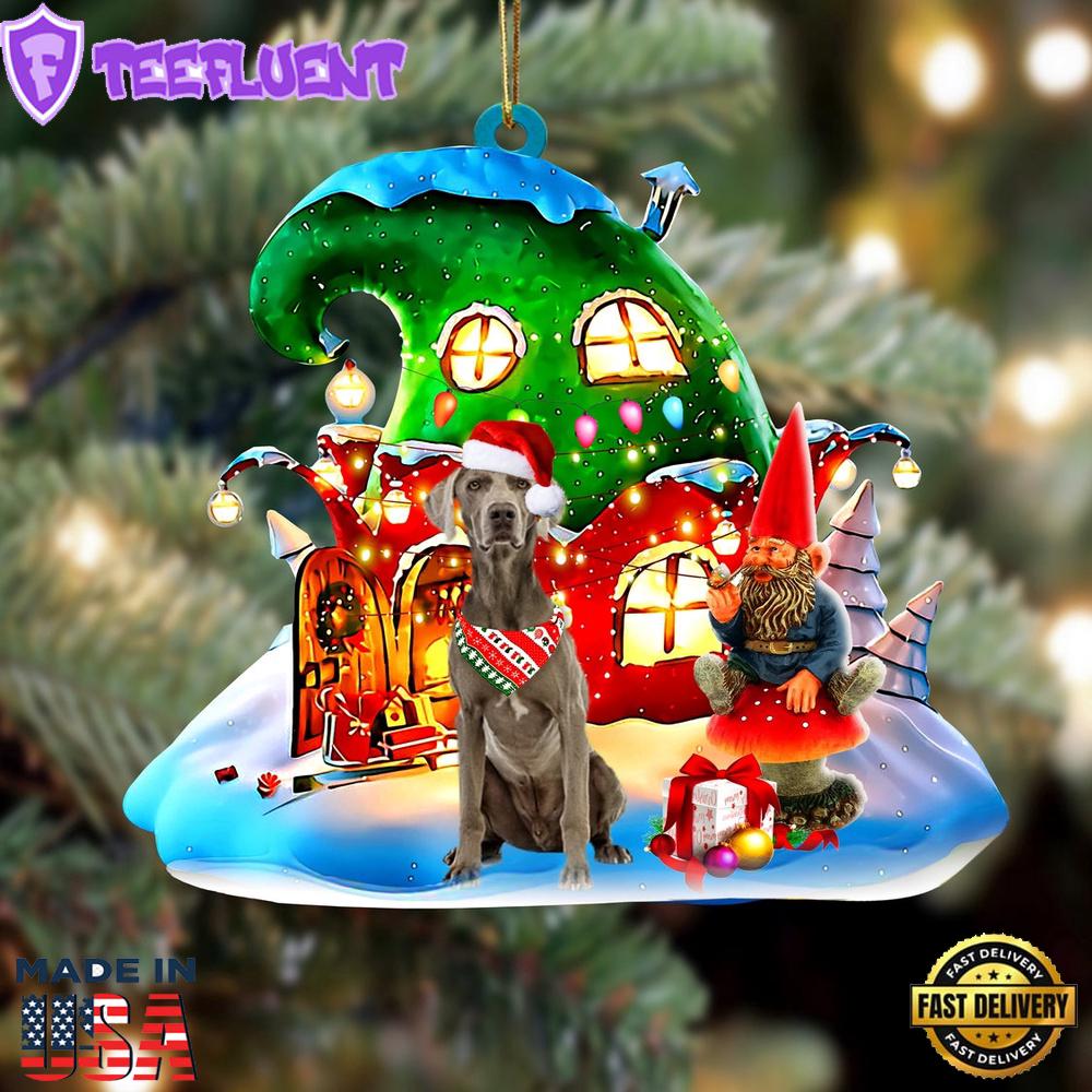 Weimaraner With Rudolph's House Christmas Ornament, Gift For Christmas