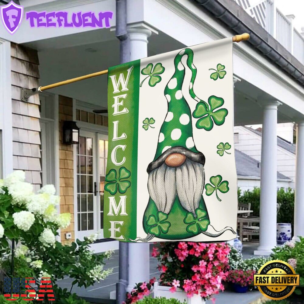 Welcome St. Patricks Day Gnomes St Gnomes House And Garden Flag Decor