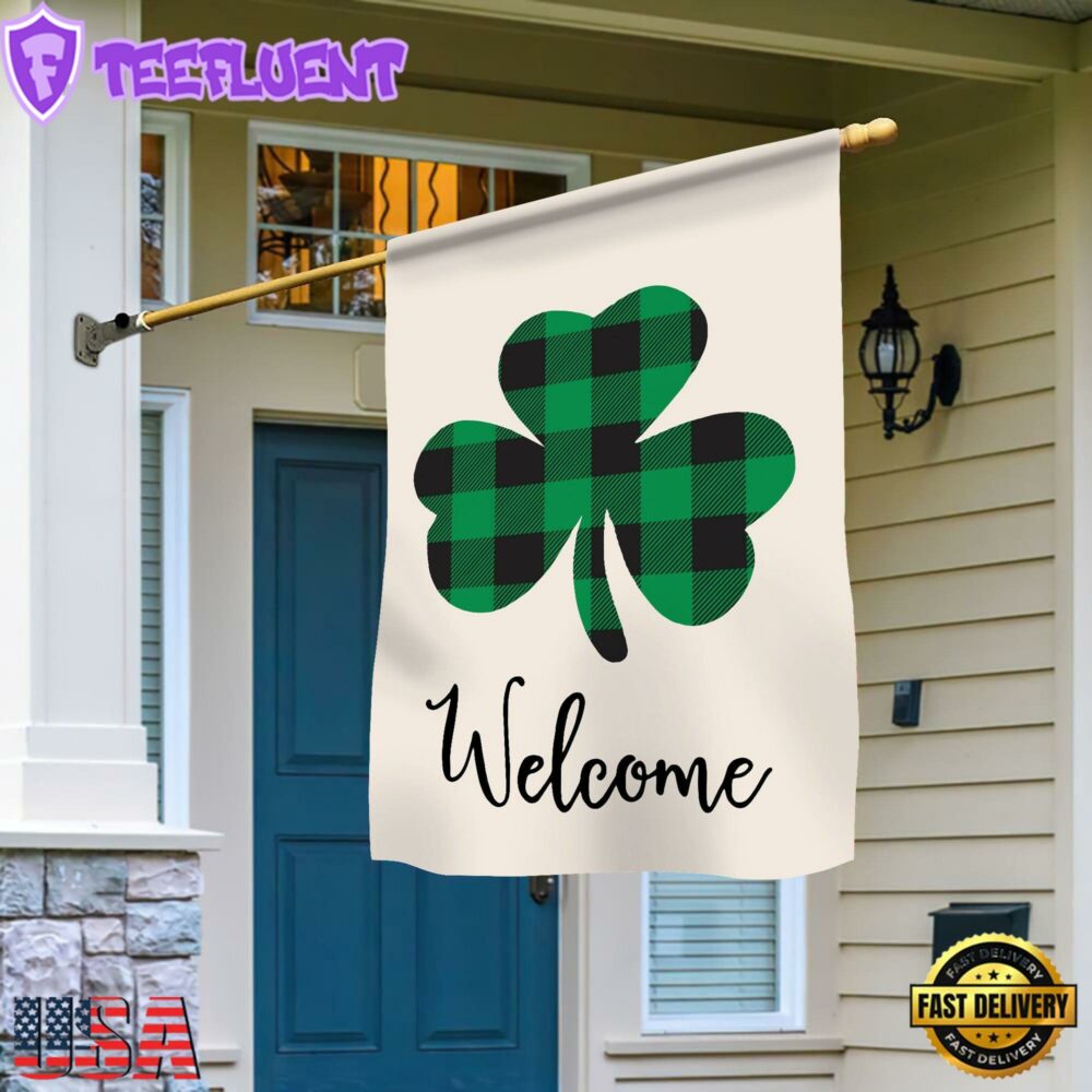 Welcome St. Patricks Day Shamrock CloverHouse And Garden Flag Decor