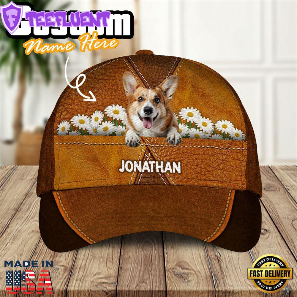 Welsh Corgi Dog Daisy Flower Garden 3D Cap