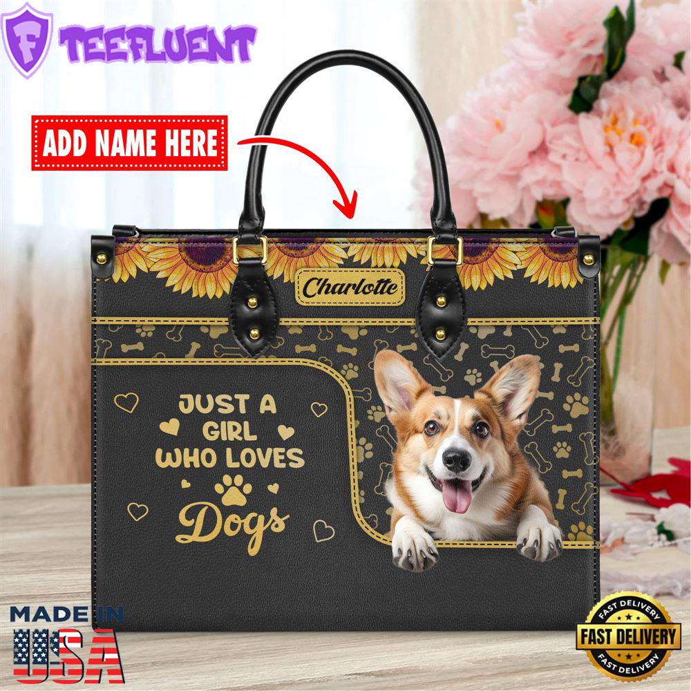 Welsh Corgi Dog Just A Girl Who Loves Dogs Leather Handbag