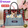 Welsh Corgi Dog This Human Belongs To Leather Handbag