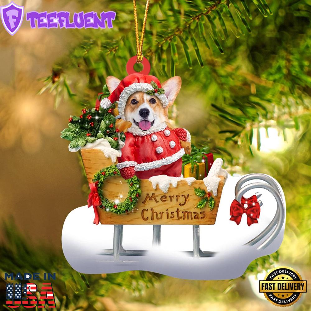 Welsh Corgi Merry Christmas Ornament, Gift For Christmas