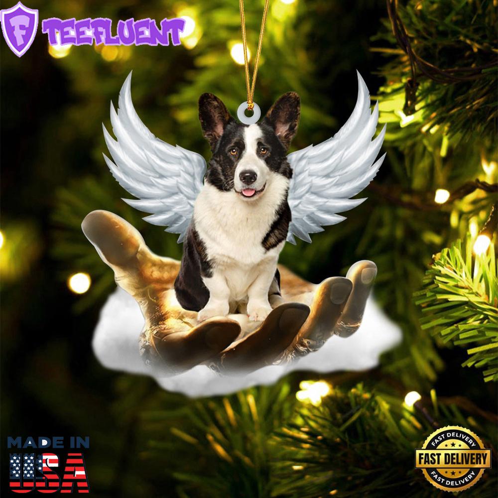 Welsh Corgi On The Hands Of Jesus Ornament, Gift For Christmas