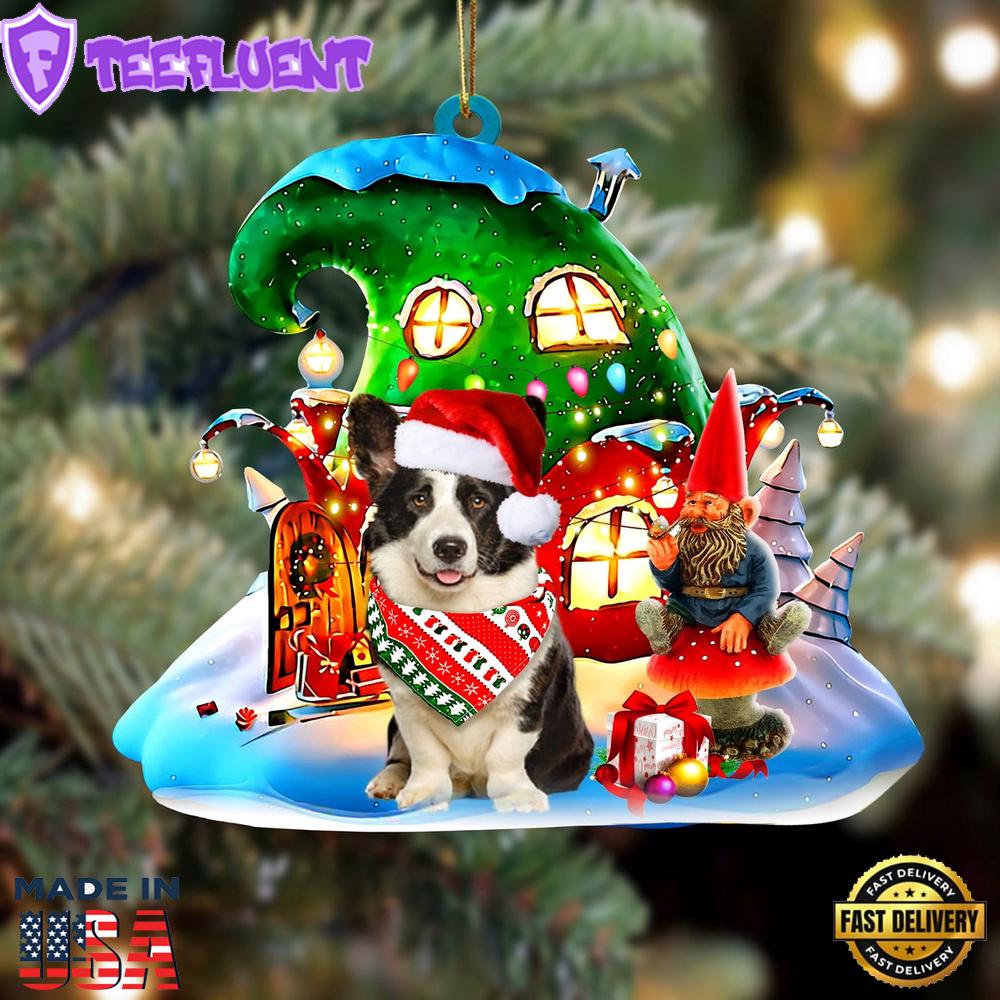 Welsh Corgi With Rudolph's House Christmas Ornament, Gift For Christmas