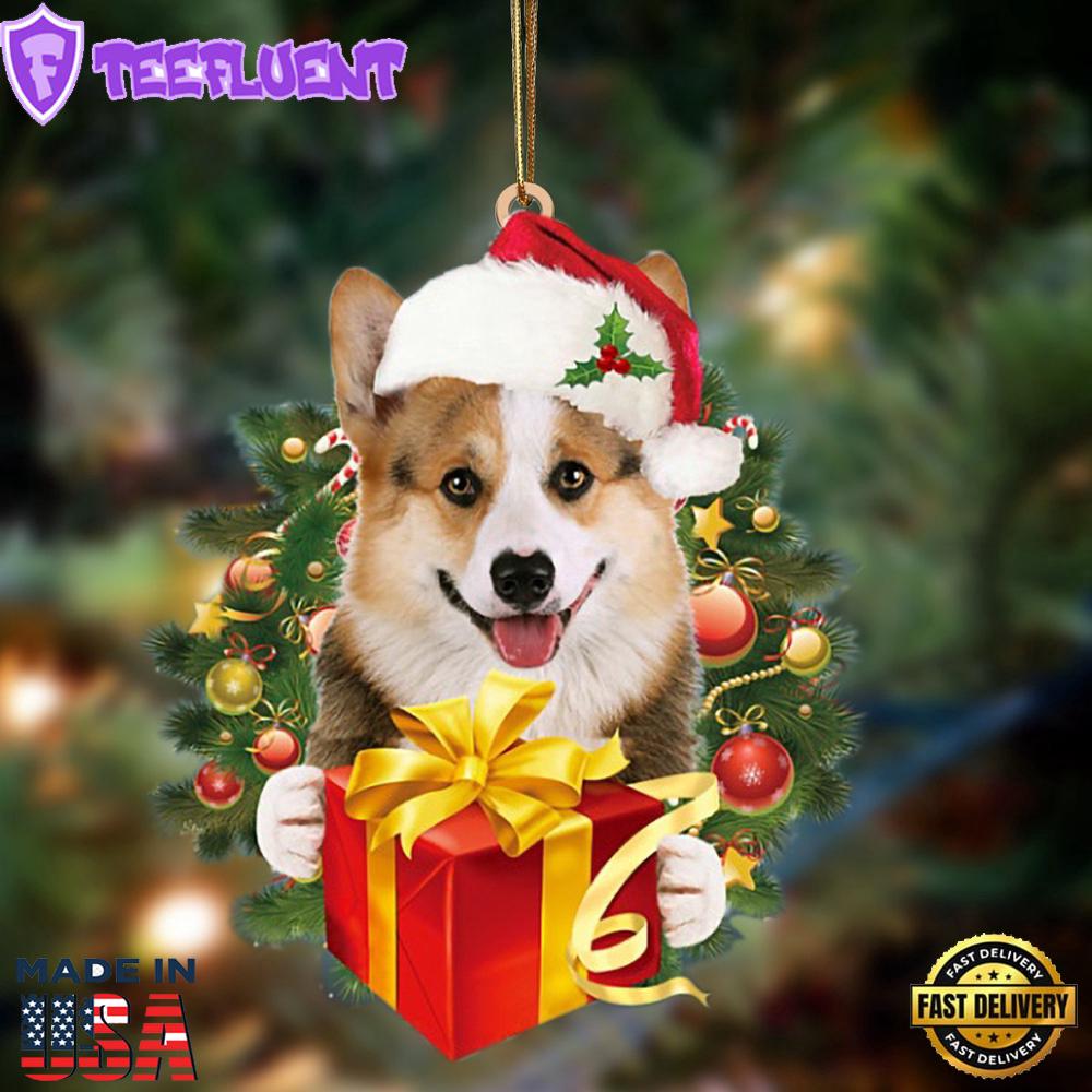 Welsh Corgi-Dogs Give Gifts Hanging Ornament, Gift For Christmas