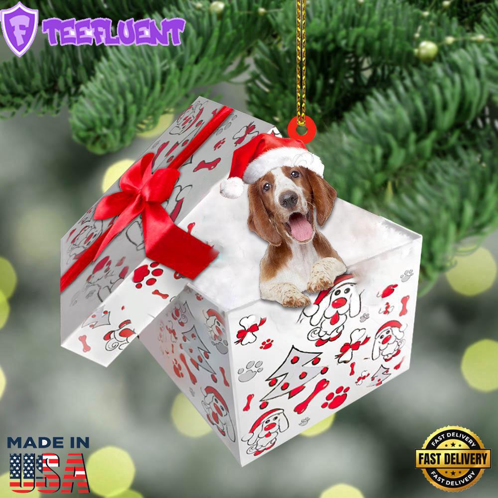 Welsh-Springer-Spaniel In Gift Box Christmas Ornament, Gift For Christmas