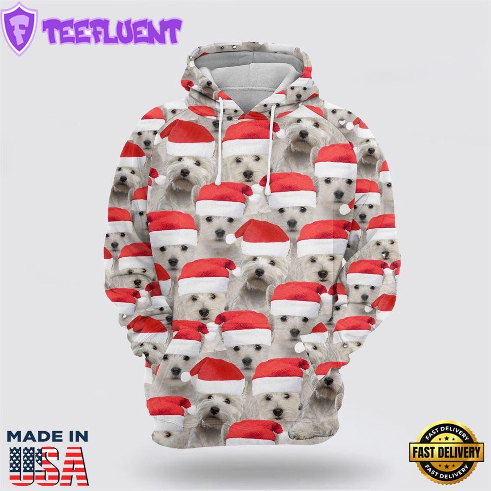 West Highland White Terrier Christmas Group All Over Print 3D Hoodie